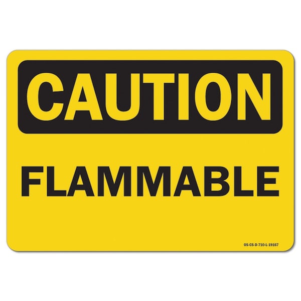 OSHA Caution, 3.5" Height, 5" Width, Decal, 3.5" H, 5" W, Landscape, PK10, Flammable